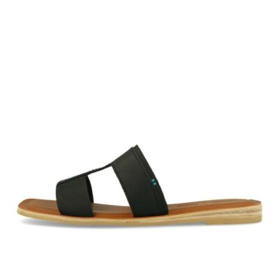 TOMS Seacliff Black Veg Tan Leather Schuhe Sandalen Pantoletten Schwarz