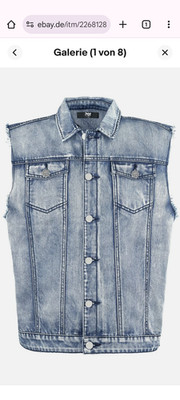 Black Premium by EMP Herren ärmellose blaue Jeansweste mit Hemdkragen