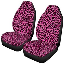 Chic Pink Leopard Animal Print Fashion Car Seat Covers for Rose Leopard