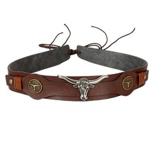 Brown Leather Cowboy Hat Bands for Men Women Western Hats Band with Silver B...