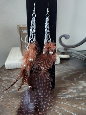 Women's Earrings Long Feathers 