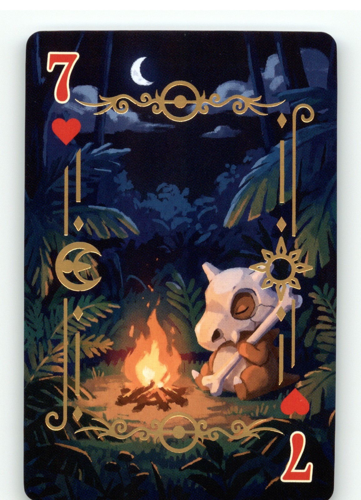 Pokemon Poker Mon Playing Card - Cubone - 7 of Hearts