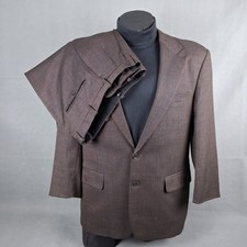 Vintage Innocenti Tom James Suit 42R Mens Brown Wool Birds Eye Pleated Cuffed