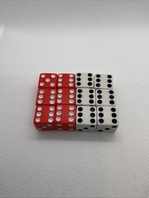 1987 Axis & Allies Board Game Replacement 12 Dice Red White Parts Pieces