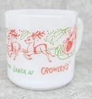 Vtg Federal F Milk Glass Mug Crowleys Christmas Lunch with Santa FREE US SHIP