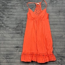American Eagle Coral Orange Eyelet Lace Racerback Ruffle Hem Mini Dress Medium