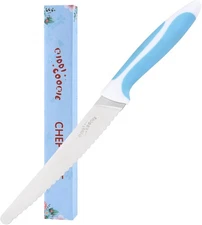 Stainless Steel Serrated Knife 5" Blue for Bread Tomato Lettuce