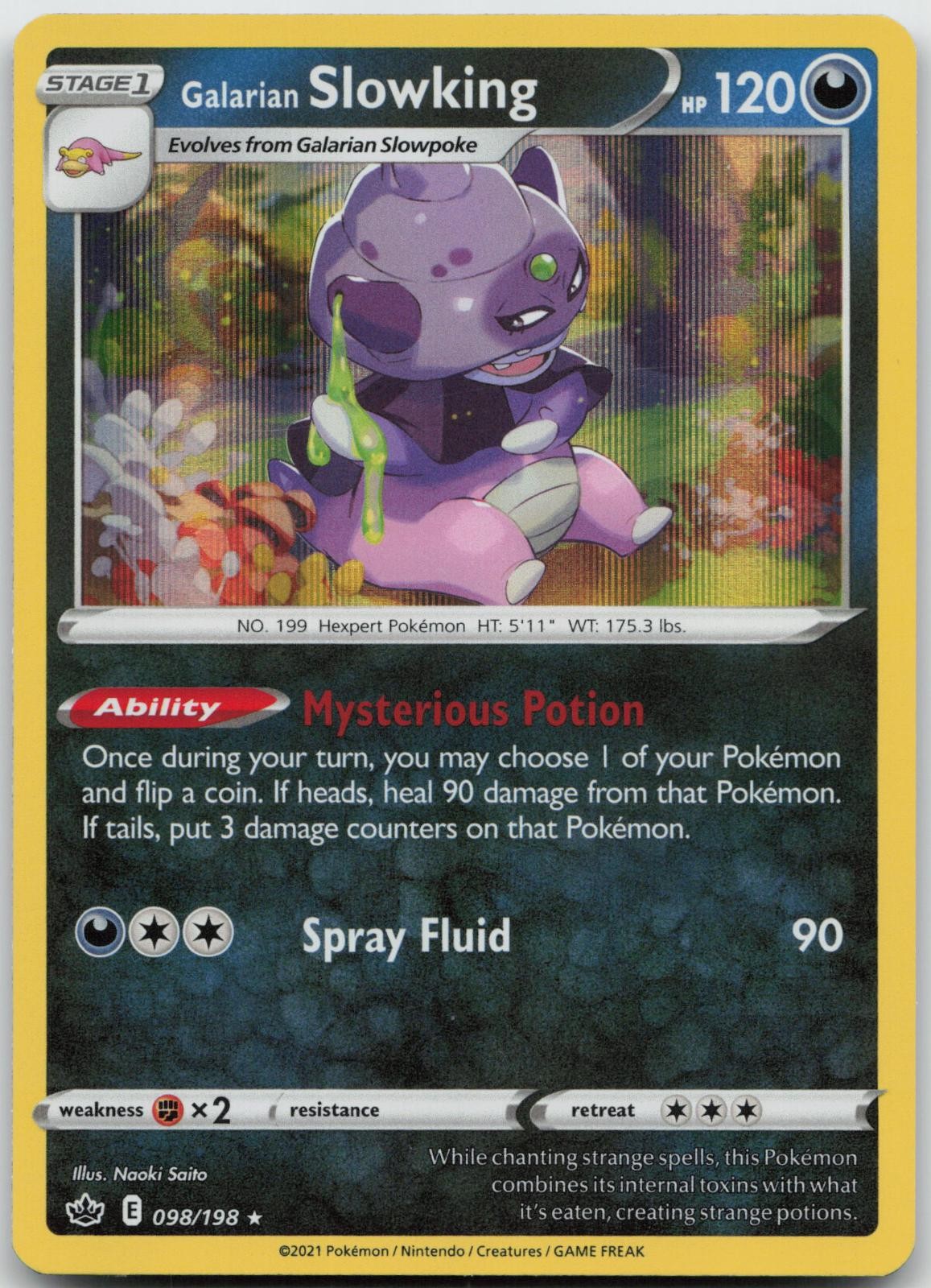 Galarian Slowking 098/198 Holo Rare Chilling Reign Pokemon Holo Near Mint