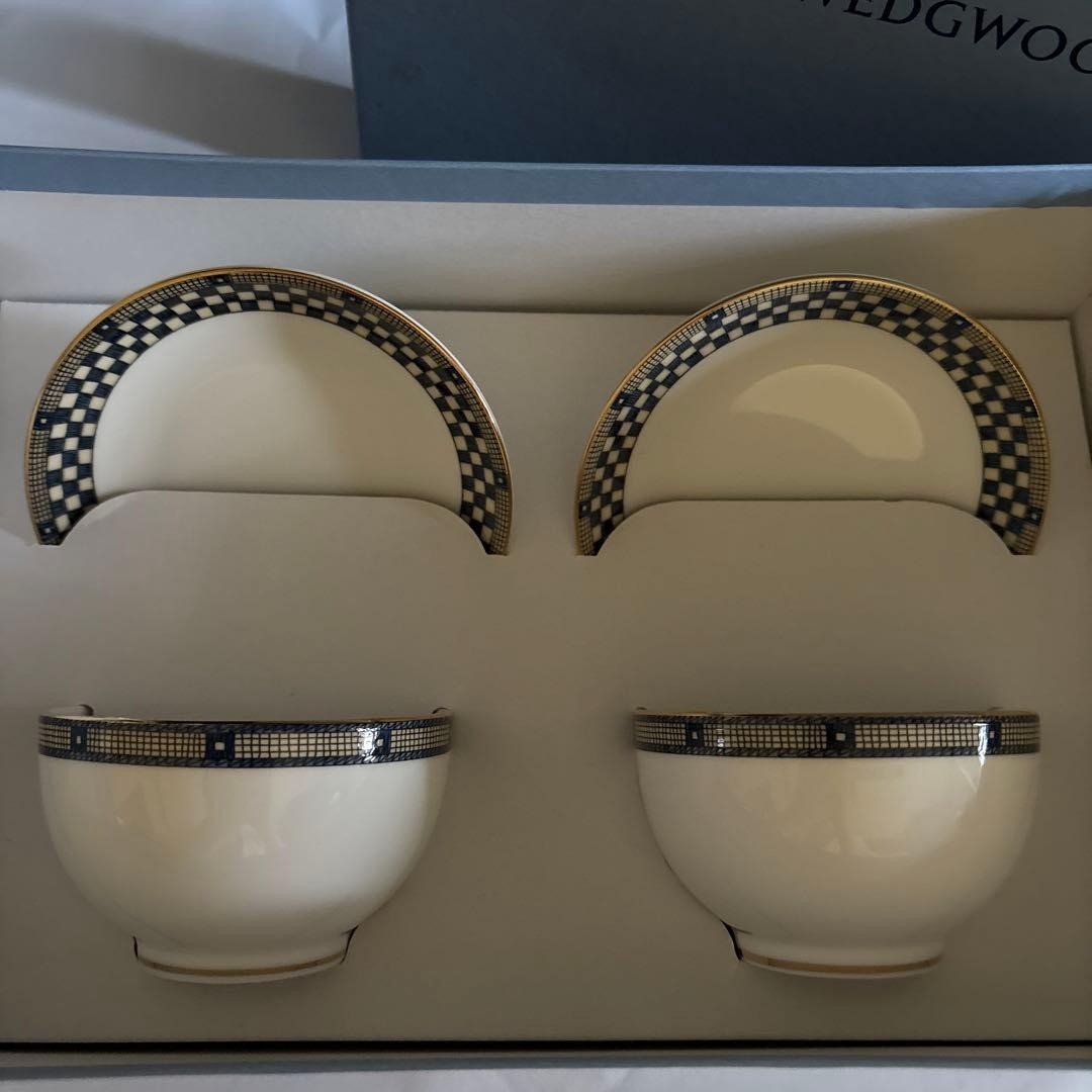 WEDGWOOD Samurai Japanese Tea Cup & Saucer Set of 2 Pair New Unused With Box