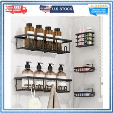 5 Pack Adhesive Bathroom Holders Dispensers for Kids Adults, Black
