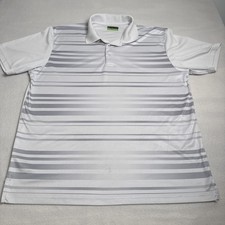 PGA Tour Pro series Men's White and Gray Striped Golf Polo Shirt Size XL