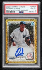 2020 Bowman Chrome Gold Shimmer Refractor 44/50 Oswald Peraza PSA 10 GEM MT Auto