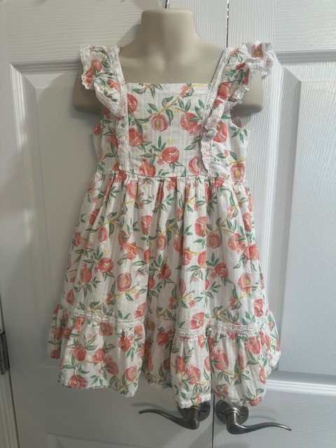 Tommy Bahama Size 6 Girls White Sleeveless Dress With Peaches