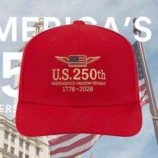 250th Anniversary Embroidered Baseball Hat, 1776  2026 Patriotic Gift Hat