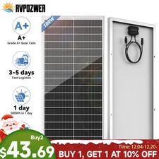 Rvpozwer 100W Watt 12v Monocrystalline Solar Panel 18BB Cell RV Home Off Grid US