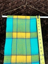 Vintage Turquoise Yellow Plaid Scarf 52  x7  Unbranded