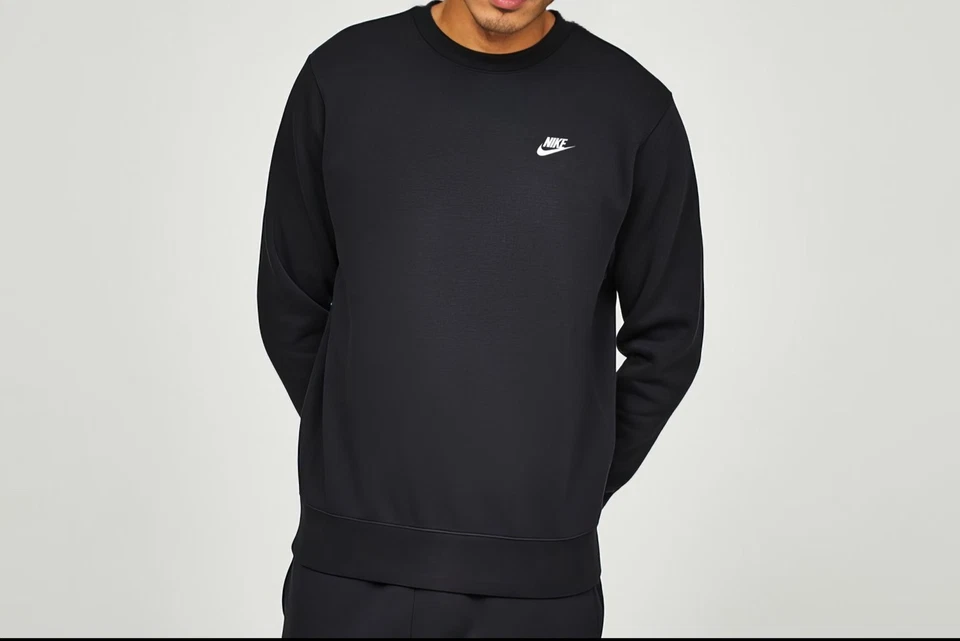 Sudadera Nike Club Jumper Para Hombres Cuello Redondo Forrada de Vellón Algodón Azul Marino Talla S-XXL Foto 3 de 4