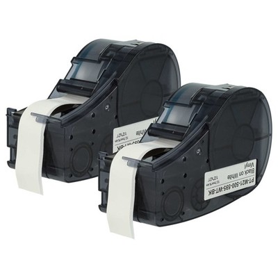 2x Schriftband für Brady BMP21-LAB IDPAL BMP21 Plus Schwarz/Weiß 12,7mm 6,4m
