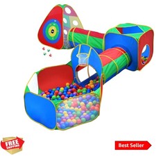 5pc Kids Ball Pit Tents and Tunnels, Toddler Jungle Gym Play Tent with Play C...