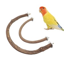 2 Pack Bird Perch Stand, Natural Wood U Shape Parrot Stand Pole, Bird Cage Ac...