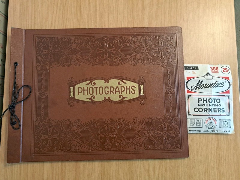 Vintage Leather Embossed Unused  Photo Album W A Pack Of Mounting Corners Photgr
