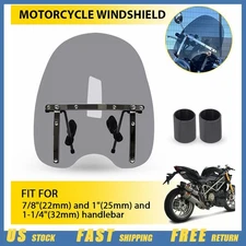 Smoke Motorcycle 17 x 19" Windshield for Harley Yamaha Honda Kawasaki Universal