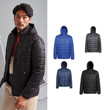 2786 Men's Box Quilt Hooded Jacket TS025 Warm Comfortable semi-fitted coat