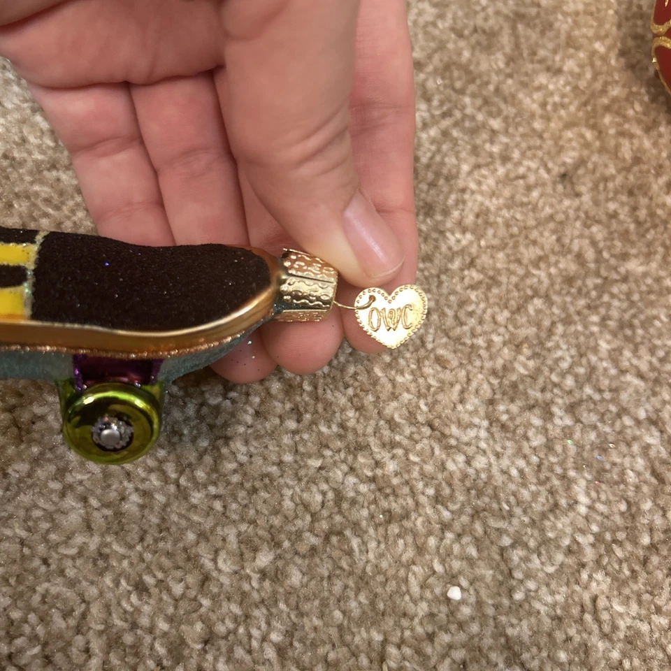 OWC Monopatín Vidrio Soplado Adorno Árbol de Navidad Decoración Brillo Foto 4 de 4