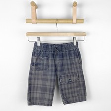 Tea Collection boys size 6 cargo shorts sage greeen and grey plaid elastic waist