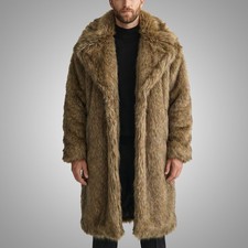 Cuir Jackets Men's Heavy Faux Fur Coat