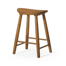 Maven Lane Open Box - 25" Luna Counter Stool In Rustic Natural Wood Finish