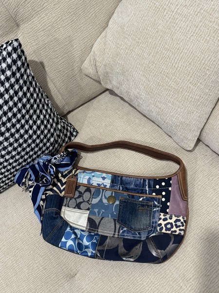 Rare 2007  Vintage Coach Denim Patchwork hobo bag
