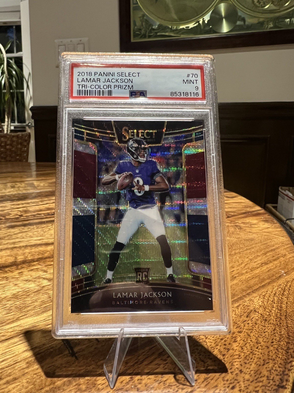 2018 Panini Select - Concourse Lamar Jackson #70 Tri-Color Prizm /199 (RC) PSA 9