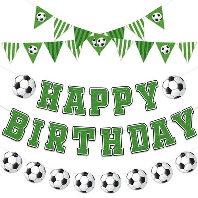 Soccer Happy Banner Soccers Sports Garland Soccer Pennant Bunting Flag Decor ...