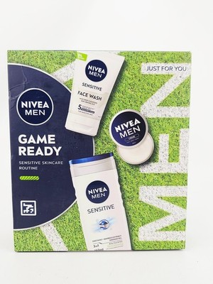 Nivea Men Game Ready Sensitive Skincare Routine BB 1/27 Gift Set Face Body Wash
