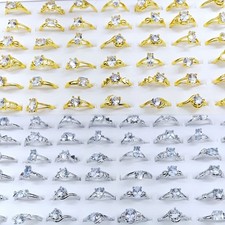 10-100PCS Bulk Zirconia Rhinestone Ring Ladies Wedding Casual Jewelry Gift