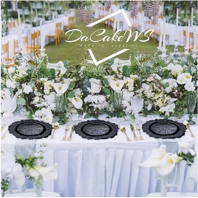 Stylish Black Floral Charger Plates 10PCS for Dinner Party