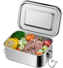 18.6oz 18/10 Stainless Steel Lunch Box, 550ml Mini Reusable Metal Bento Box, ...