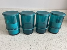 Tupperware 400ml Preludio Tumblers & Coasters. Set of 4 - Hunter Green. New.