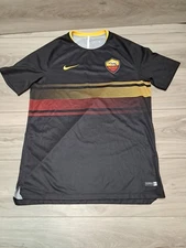 AS Roma Jersey Mens L Black Nike Lightweight Dri Fit Training 2018 Performance