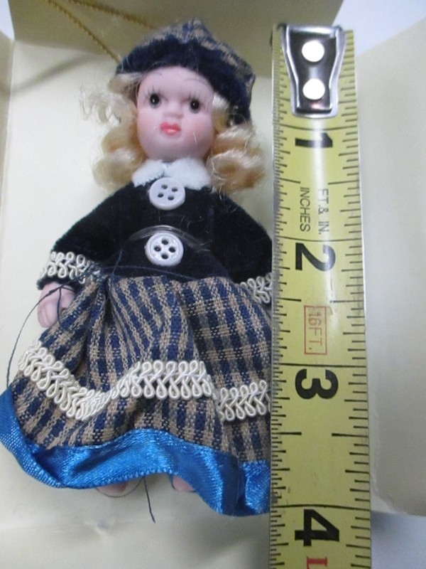 Regent Good Old Values Collectible 4" Ornament Jointed Porcelain Doll & box