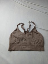 Bralette sport côtelée sans couture rose active crop top taupe vêtements de sport taille XS