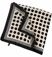 Women s Black White Polka Dot Satin Square Scarf with Knot Accent