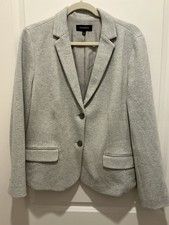 Talbots Blazer Size 16 Tweed Light Neutral Color Faux Pockets 2 Button