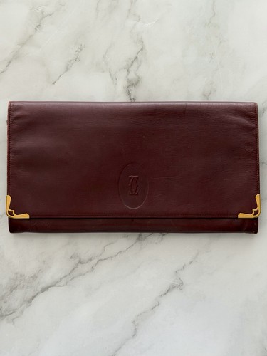 CARTIER Paris Must de Cartier Bordeaux Leather Vintage Clutch