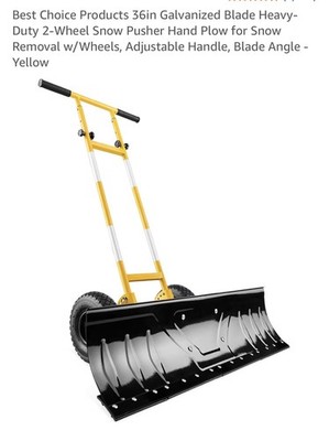 Best Choice Products 36in Galvanized Blade 2-Wheel Snow Pusher Hand Plow