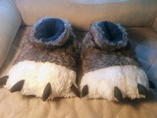 Great Wolf Lodge Slippaws Adult Bear Wolf Paw Claw Animal Plush Slippers