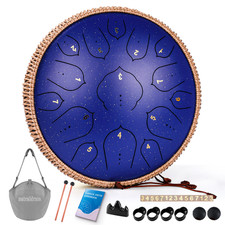 Steel Tongue Drum 15 Notes 14 Inch D Major Steel Pan Drum for Gift Starspot blue