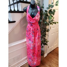 Fashion Nova Callie Maxi Dress Womens 2X Pink Empire Waist Pleated Cross Back