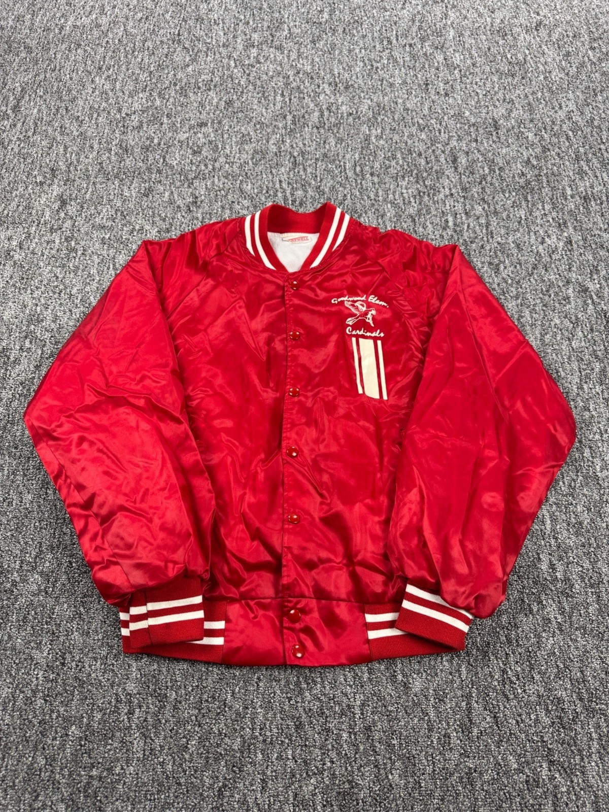 Vtg Hartwell Jacket Men Large Red Satin Lined Snap Varsity Bomber Made In USA